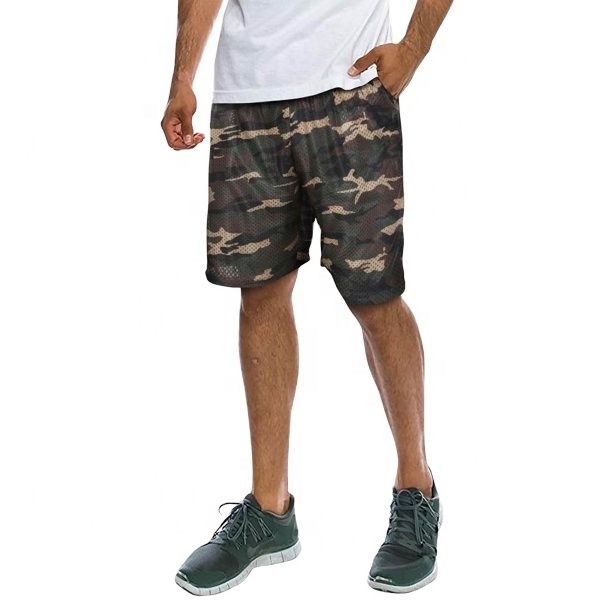 Men Custo Logo Side Zip Pockets Shorts Sports Fitness Football Jogging Gym Running Camo Shorts Street Wear Men's Mesh Shorts