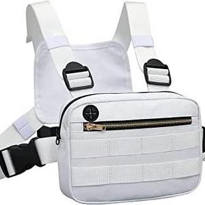 White Tactical Chest Bag For Outdoor Training Running Water Resistant Front Chest Rig Lightweight Chest Pack For men women