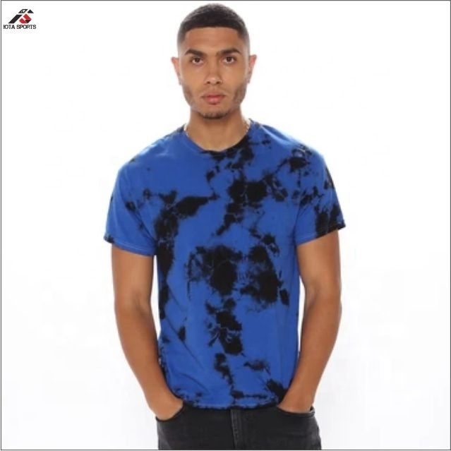 Army Green Tie Dye Men Loose Fit Cotton T Shirt Round Neck Wholesale Breathable Cheap Tie Dye T Shirts Embroidered