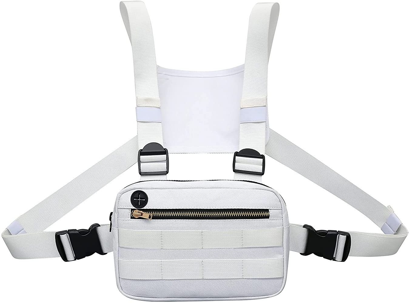 White Tactical Chest Bag For Outdoor Training Running Water Resistant Front Chest Rig Lightweight Chest Pack For men women