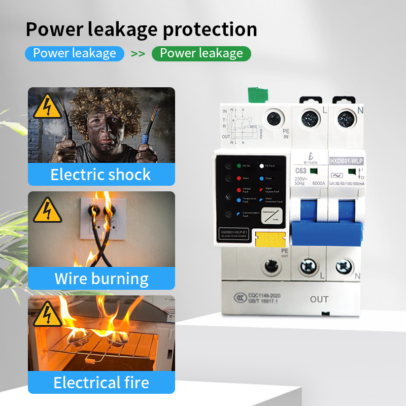 Main switch 2P Smart Circuit breaker Home efficient circuit protection leakage circuit breaker