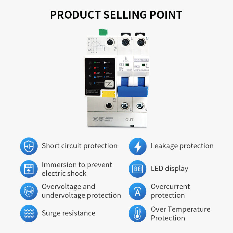 Main switch 2P Smart Circuit breaker Home efficient circuit protection leakage circuit breaker