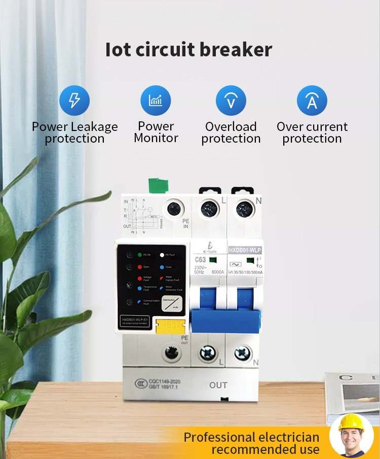 Main switch 2P Smart Circuit breaker Home efficient circuit protection leakage circuit breaker