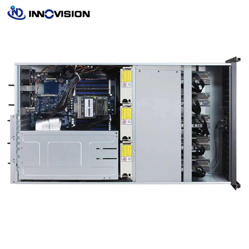 Optimize  4U Multiple GPU server case with 4+1 redundant powersupply support 5 6 8 Graphic Card PCIe4.0 gpu Enclourse