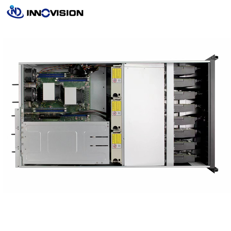 Optimize  4U Multiple GPU server case with 4+1 redundant powersupply support 5 6 8 Graphic Card PCIe4.0 gpu Enclourse