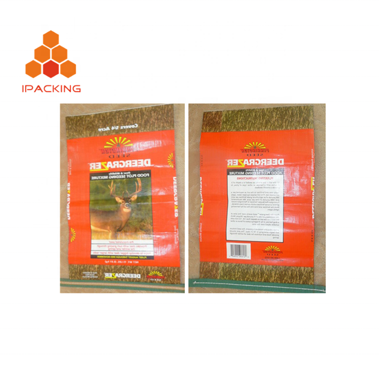 shiny bopp lamination customized pp woven animal feed rice corn feed deer feed bag with pe liner