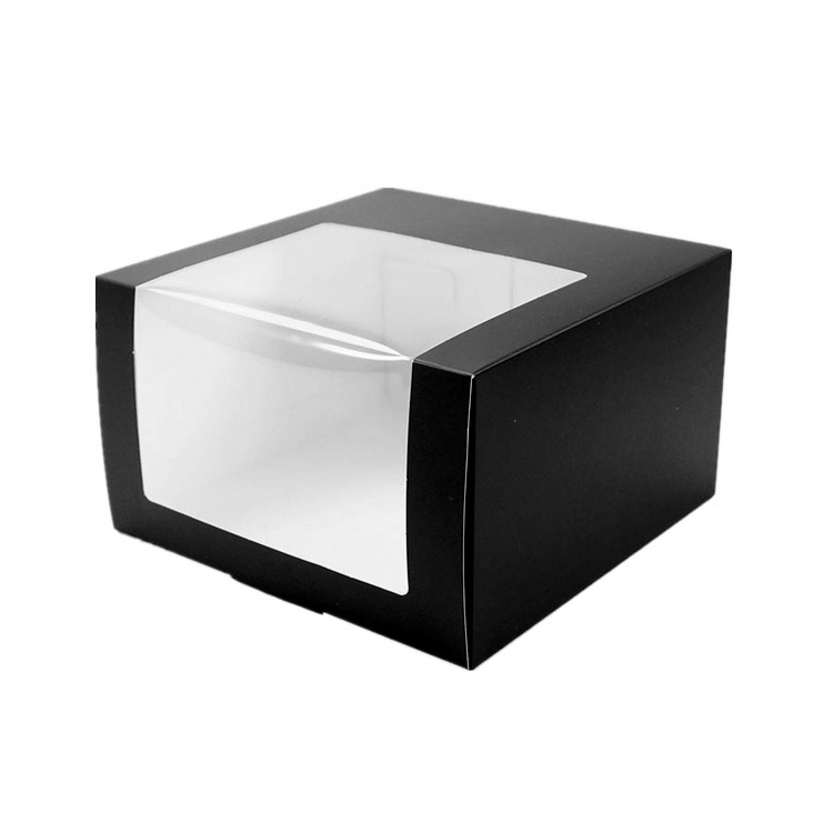 Custom Logo Black Recyclable Clear Window Wholesale Cardboard Hat Collapsible Packaging Gift Paper Box