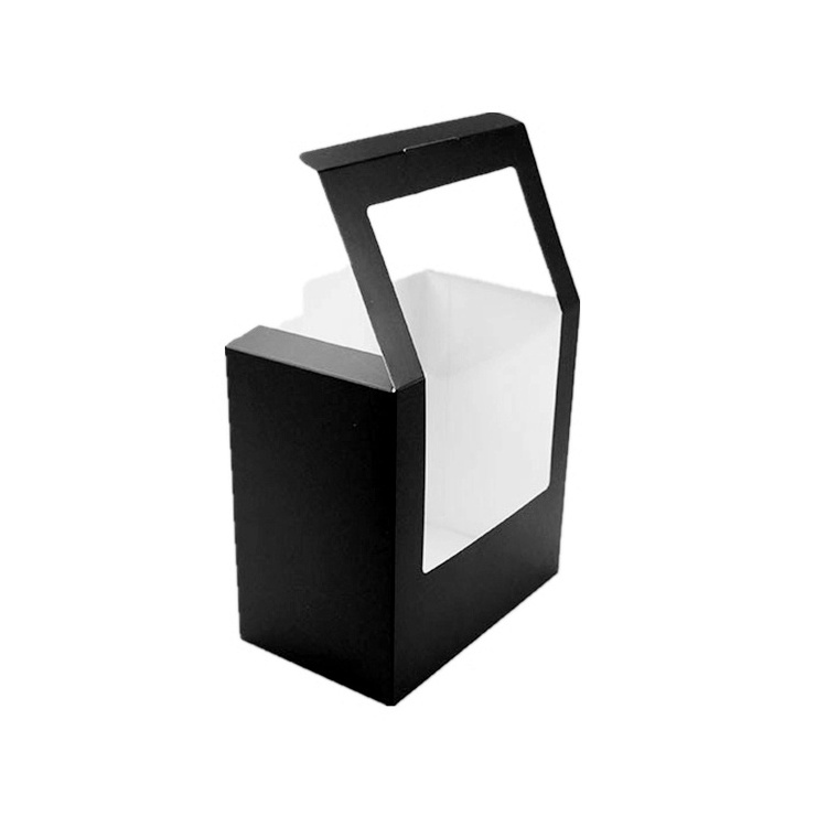 Custom Logo Black Recyclable Clear Window Wholesale Cardboard Hat Collapsible Packaging Gift Paper Box