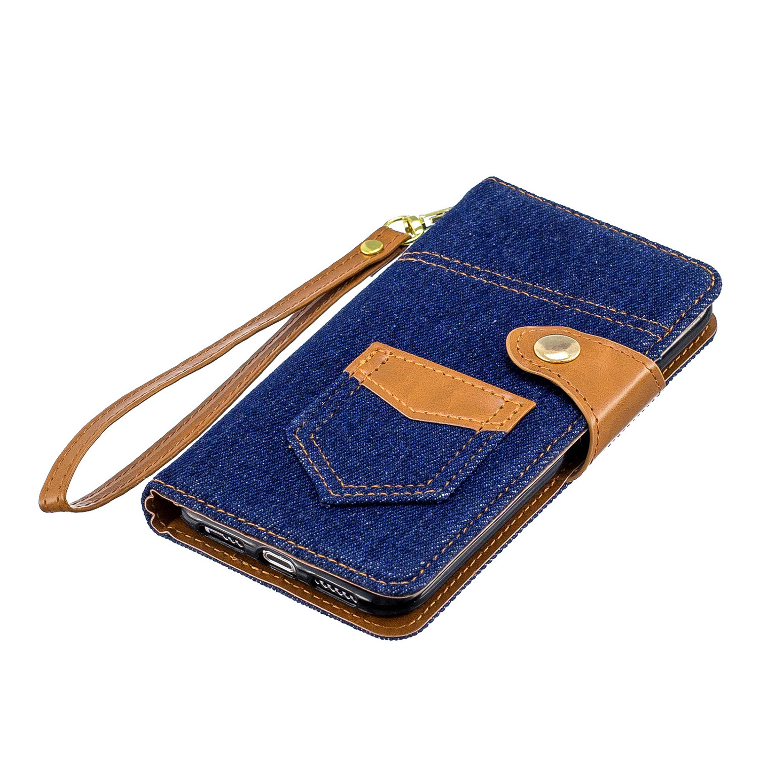 Factory Private Mould Jeans Pocket Wallet Phone Case With Strap For Iphone 15 14 13 12 Pro Max Hard PC Mobile Phone Case Cover