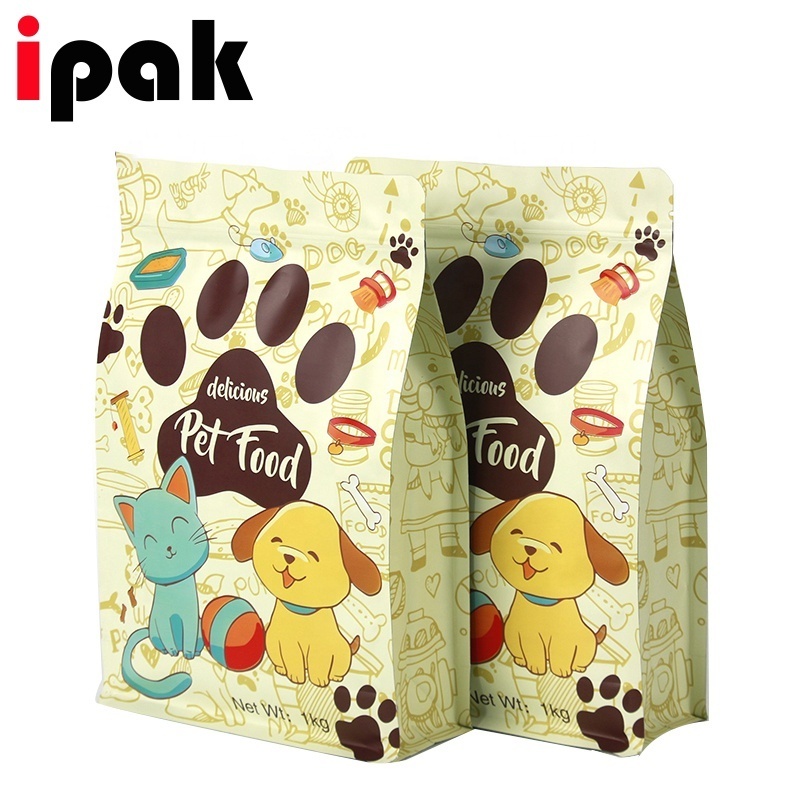 Custom Aluminum Foil Pet Food Flat Bottom Bag Premium Food Cats Dog Horse Flat Bottom Sack Bag With Zipper