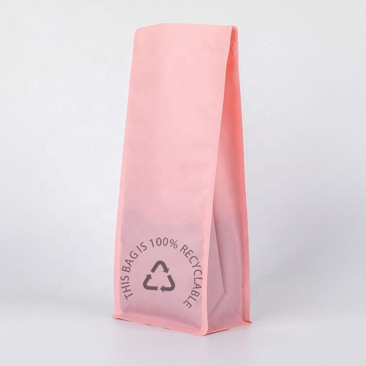 Custom Printing Laminated PE Plastic Bag 250g 500g 1kg Matte White Recycled Flat Bottom Coffee Bag With Valve