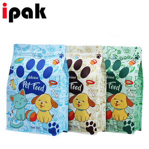 Custom Aluminum Foil Pet Food Flat Bottom Bag Premium Food Cats Dog Horse Flat Bottom Sack Bag With Zipper