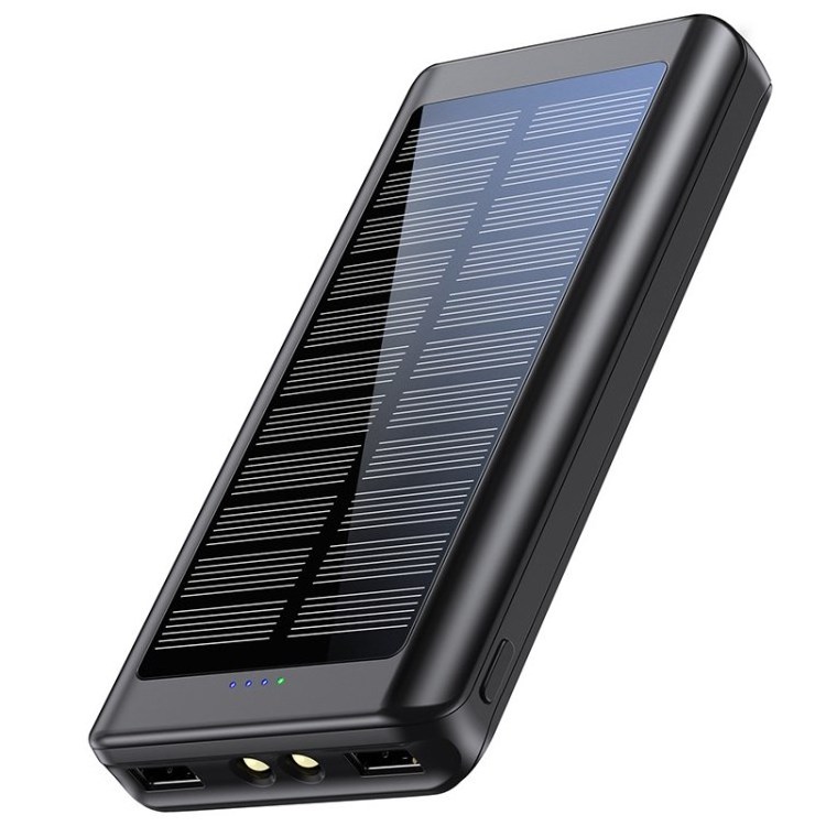 30000mAh Outdoor Waterproof Battery bank With LED light Solar Panel Power Bank Phone Case