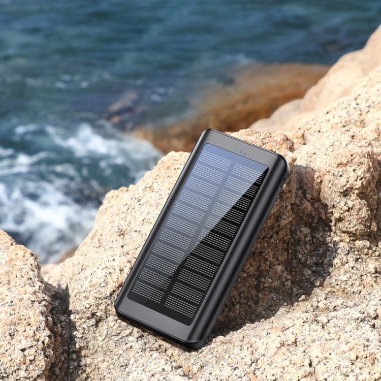 30000mAh Outdoor Waterproof Battery bank With LED light Solar Panel Power Bank Phone Case