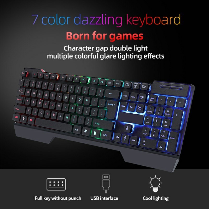 KM6 Gaming Keyboard Mouse Headset & Mouse Pad Kit LED Backlit Over Ear Headphone with Mic