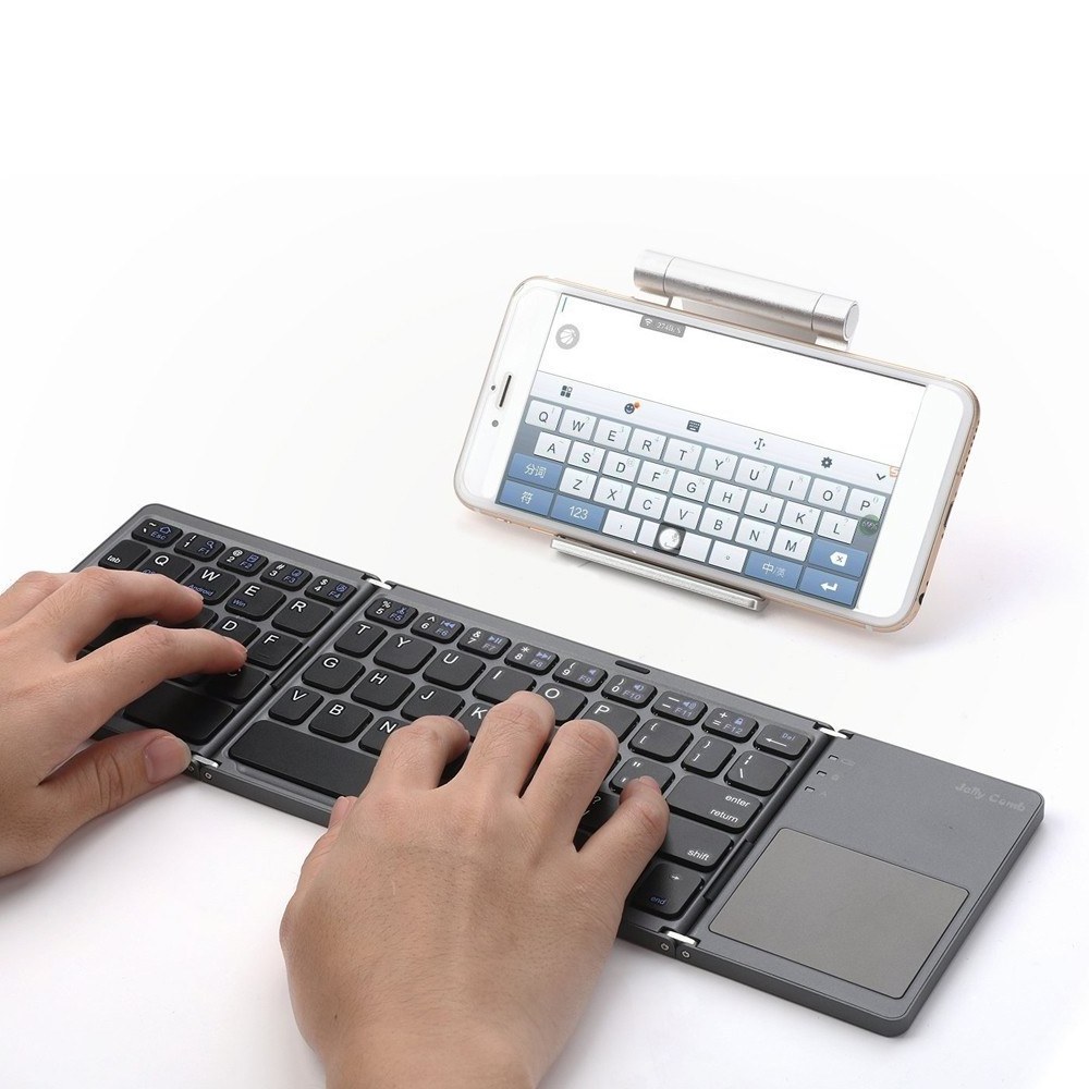 Folding Wireless Bluetooth Keyboard Mini Size Keyboard with Touchpad for Tablet Cellphone Computer