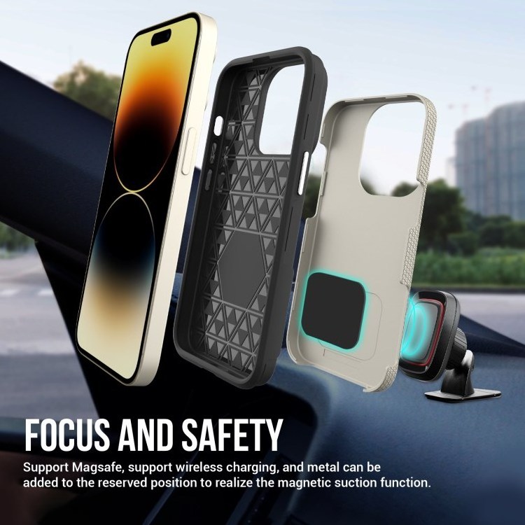 For iPhone 14 XR Pro Max Triangle Heat Dissipation TPU PC Hybrid Phone Case Grade Drop