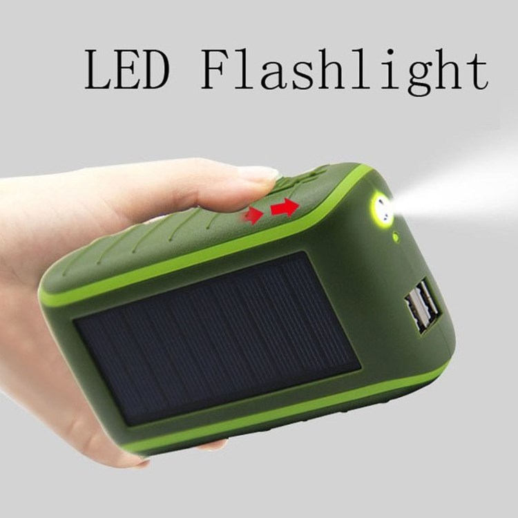 Hand crank power bank With LED Lighting portable battery solar panel  power bank phone case