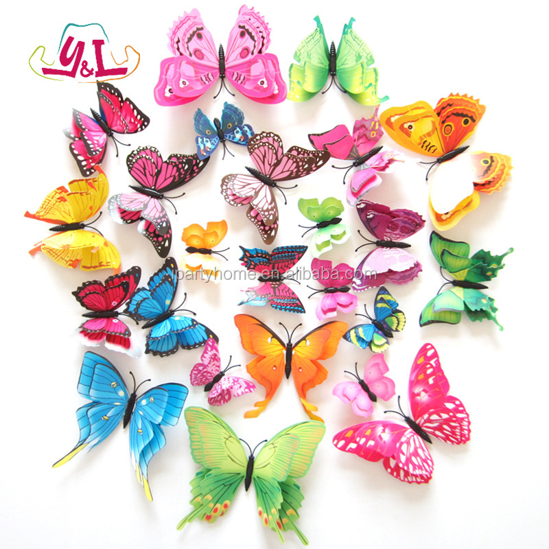 3D Events Wedding Decoration Butterfly Sticker Fairy Garden Flying Plastic Butterfly for Party