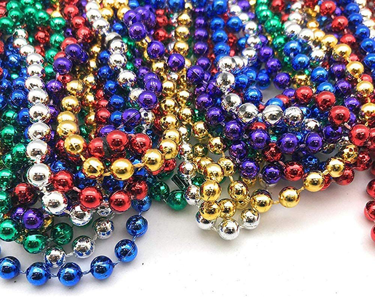 Cheap price Mardi Gras Beads Bulk Purple Green Gold Beaded Necklace Mardi Gras Throw Ball Beads