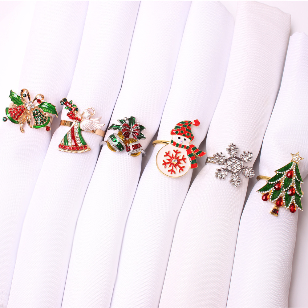 Christmas Deer Napkin Button Elk Snowflake Napkin Ring Apple Bell Christmas Tree Garland Napkin Ring