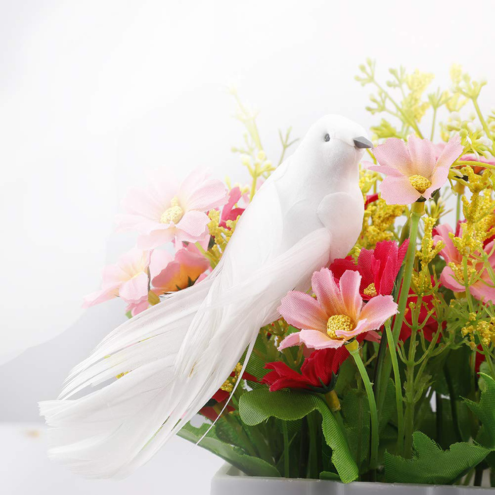 Artificial Feather Foam Dove Bird Clip on Tree DIY Plant Bonsai Ornaments