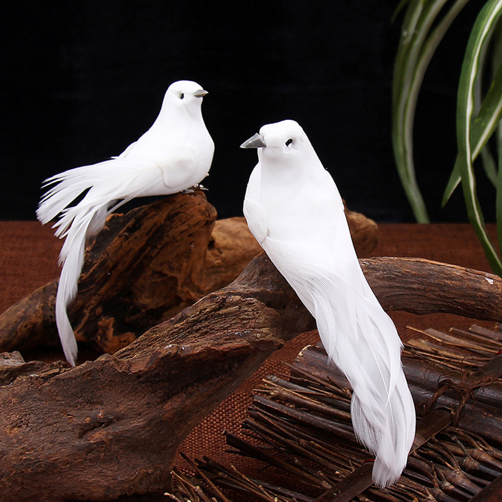 Artificial Feather Foam Dove Bird Clip on Tree DIY Plant Bonsai Ornaments