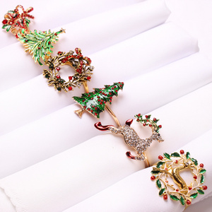 Christmas Deer Napkin Button Elk Snowflake Napkin Ring Apple Bell Christmas Tree Garland Napkin Ring