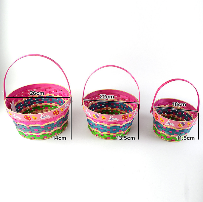 Wholesale Handmade Natural Colorful Flat Basket Custom Wedding Color Basket Vietnam Bamboo Easter Basket