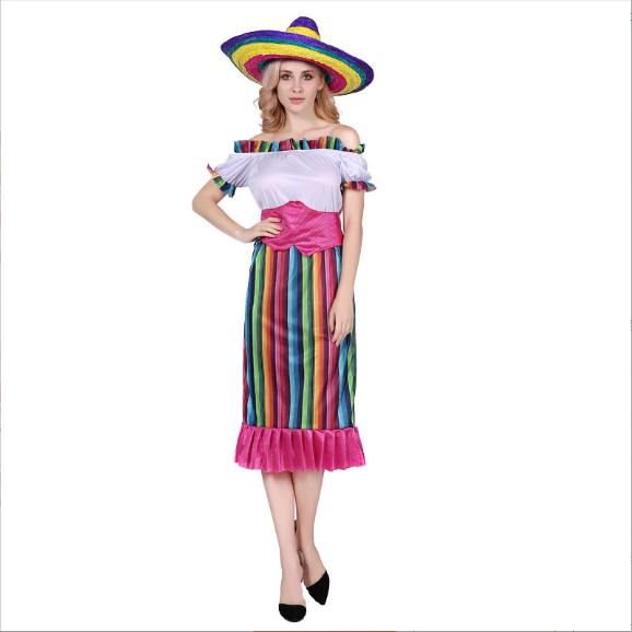 Festive Party COS Mexican Costume Colorful Carnival Costumes For Women Cosplay Costume Children Adult