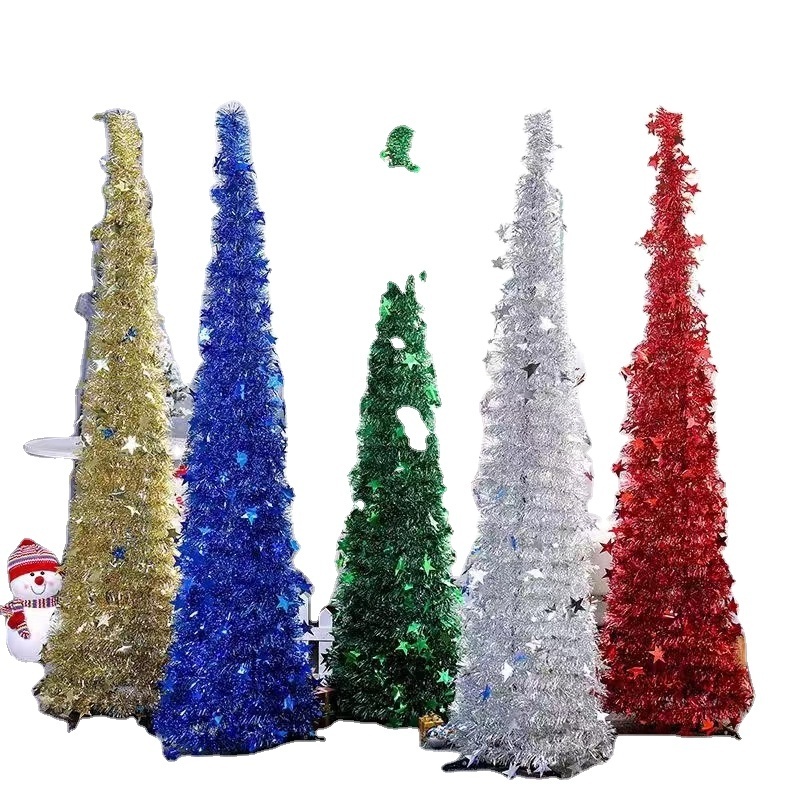 5ft Collapsible Tinsel Christmas Tree Indoor Ornaments for Home Bedroom Decorations