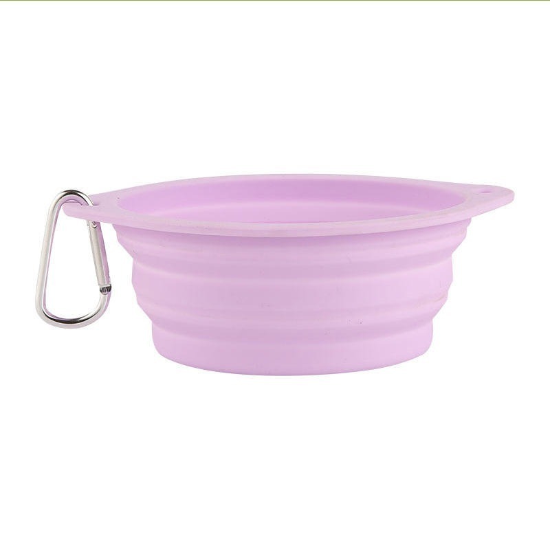 Pet Supplies Traveling Dog Collapsible Bowl with Buckle Portable Folded Feeding Bowl BPA Free Food Grade Silicone Dog Bowl