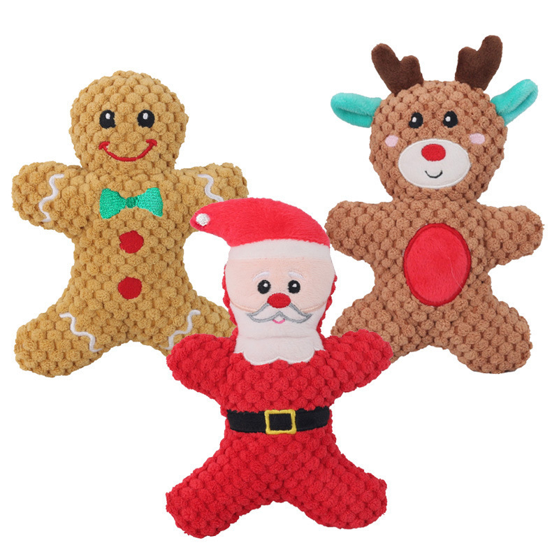 Christmas Collection Pet Toys Mini Dog Plush  Squeaky Toy Christmas Stuffed Animals Plush Dog Chew Toys For Small Medium Dog