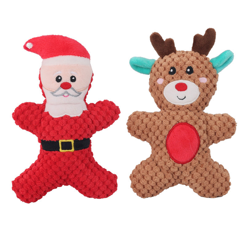 Christmas Collection Pet Toys Mini Dog Plush  Squeaky Toy Christmas Stuffed Animals Plush Dog Chew Toys For Small Medium Dog