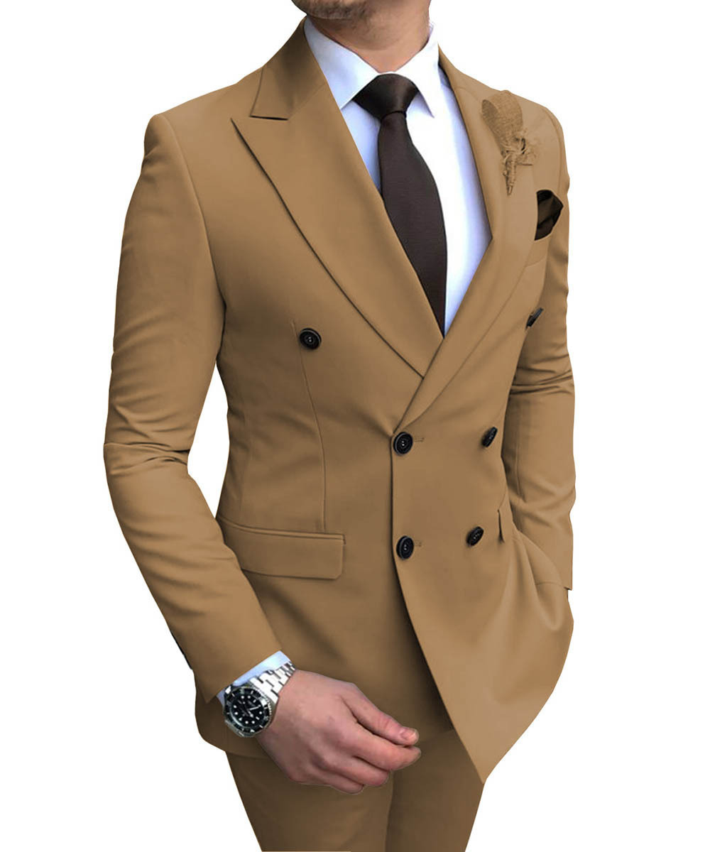 Luxury High Quality Veste Homme De Luxe Men's suits 2-Piece Double Breasted Customized Men's Formal Wear Banquet Suits