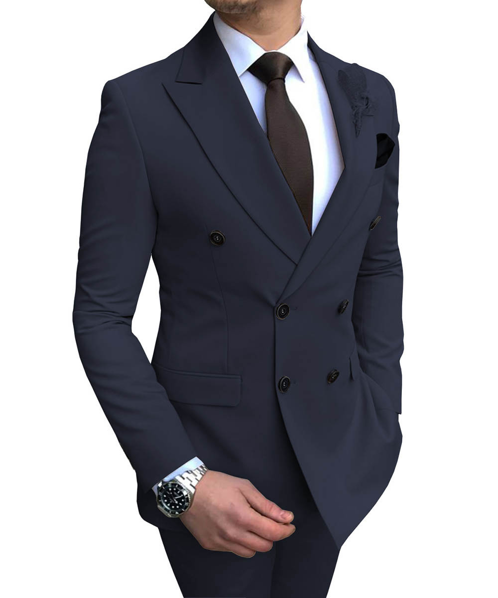 Luxury High Quality Veste Homme De Luxe Men's suits 2-Piece Double Breasted Customized Men's Formal Wear Banquet Suits