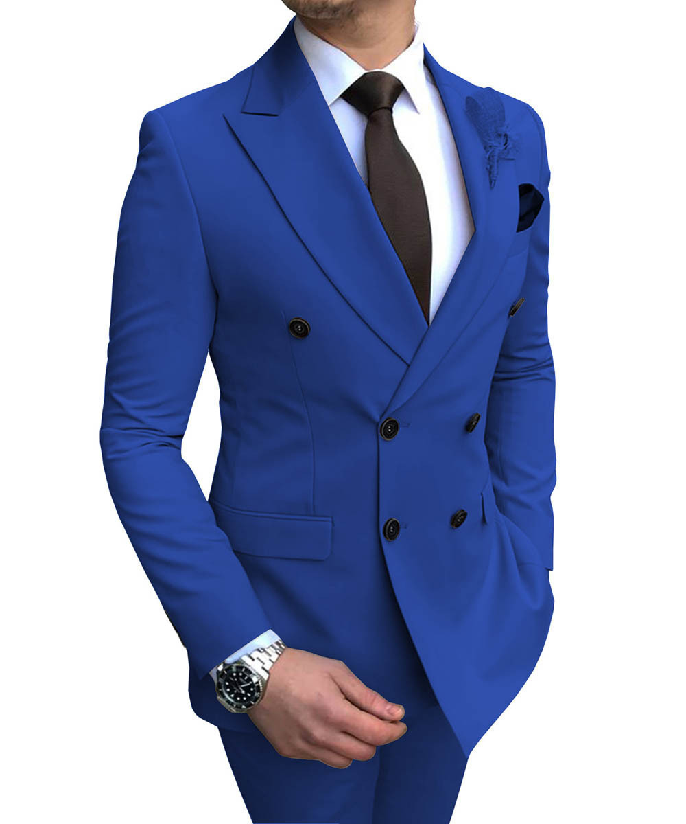 Luxury High Quality Veste Homme De Luxe Men's suits 2-Piece Double Breasted Customized Men's Formal Wear Banquet Suits