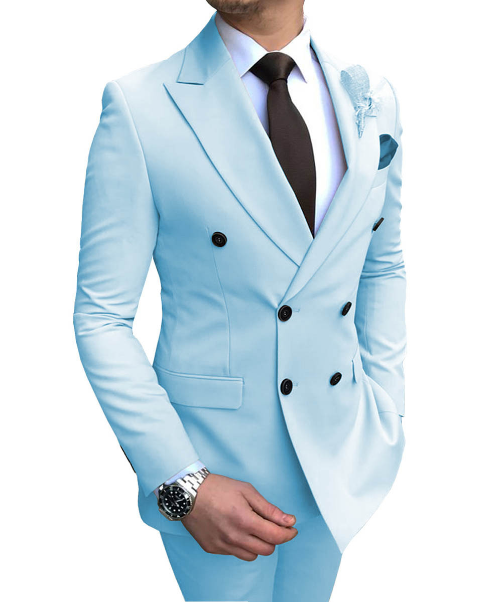 Luxury High Quality Veste Homme De Luxe Men's suits 2-Piece Double Breasted Customized Men's Formal Wear Banquet Suits