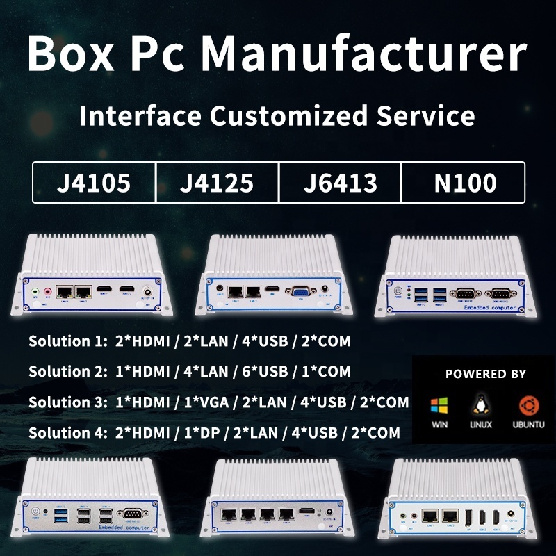 China Manufacture Qiyang Embedded Fanless Wifi 4G/5G Mini Pc 8th Gen Quad-Core i3/i5/i7 Mini Box Pc Graphics Industrial Computer