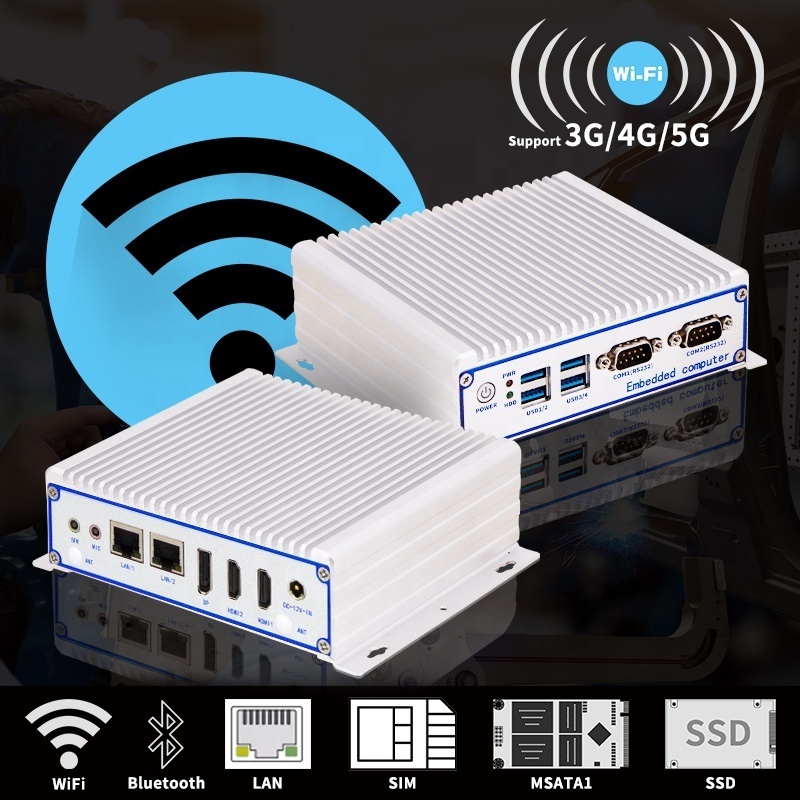 China Manufacture Qiyang Embedded Fanless Wifi 4G/5G Mini Pc 8th Gen Quad-Core i3/i5/i7 Mini Box Pc Graphics Industrial Computer