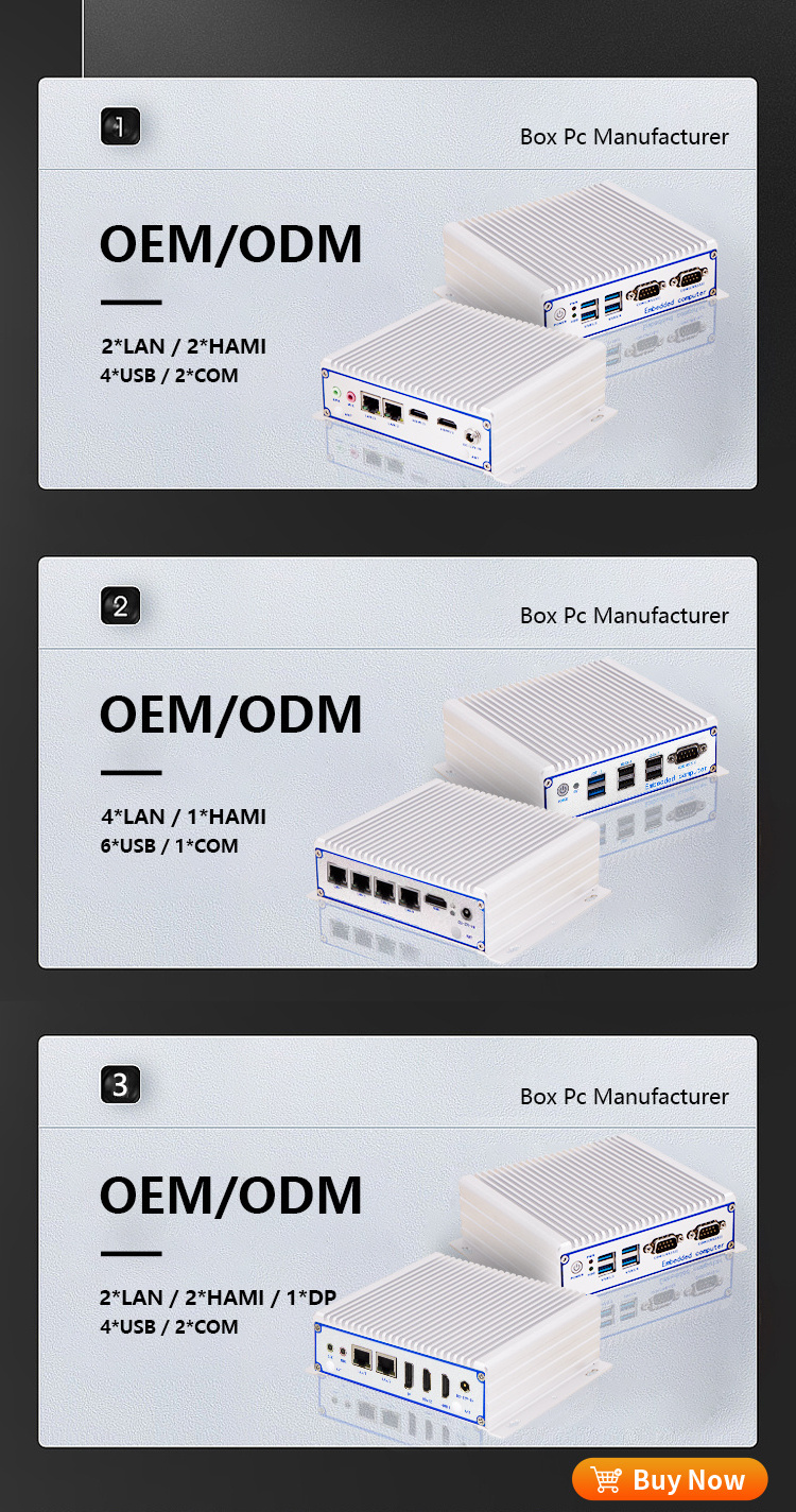 China Manufacture Qiyang Embedded Fanless Wifi 4G/5G Mini Pc 8th Gen Quad-Core i3/i5/i7 Mini Box Pc Graphics Industrial Computer