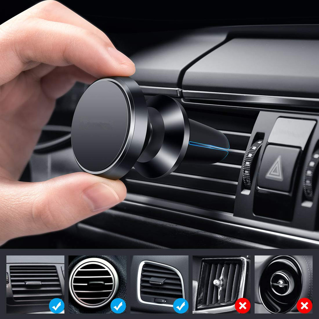 360 Universal Air Vent Stand Magnetic Car Phone Holder for iphone X 11 8 7 Xiaomi Samsung Magnet Mount Car Holder for Cell Phone