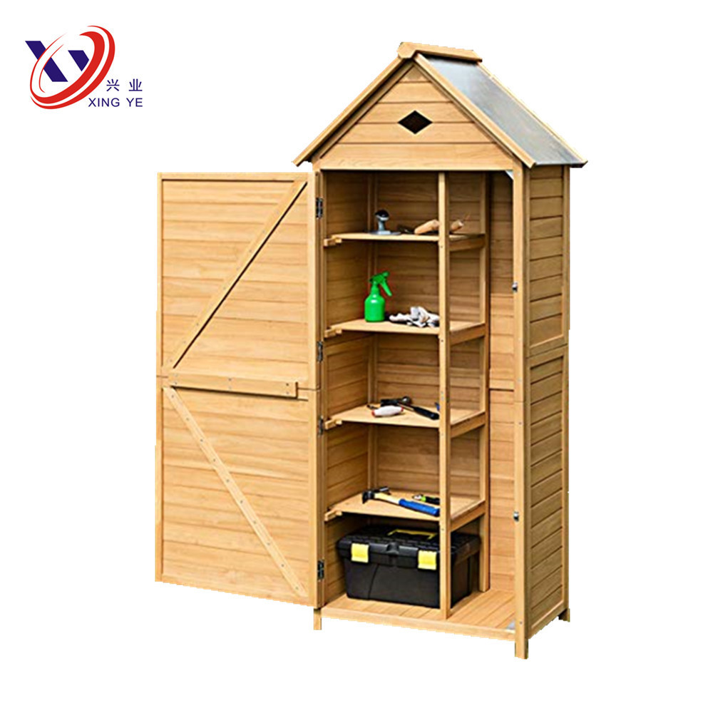 Single Door 5 Shelves Outdoor Garden Wooden Storage Shed