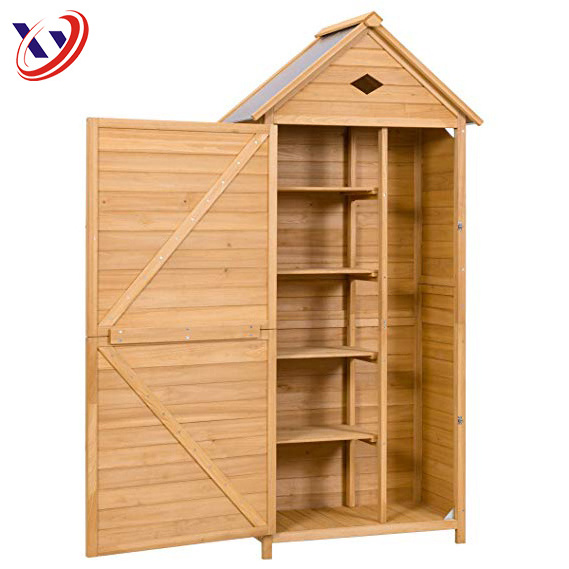 Single Door 5 Shelves Outdoor Garden Wooden Storage Shed