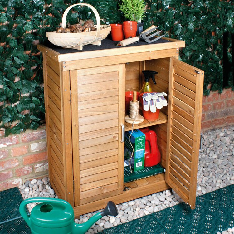 Wooden Garden Shed Fir Wood Outdoor Storage 2 Shelves Tool Equipment Cabinet New outdoor storage sheds Cabinet