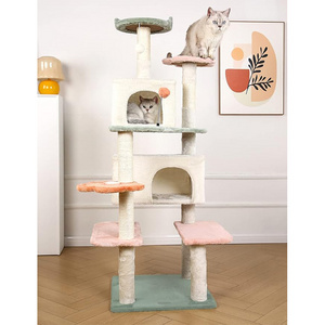 Luxury Pet Cat Tree House Condo Furniture Multi-Layer Cat Tower with Ladder Natural Sisal Scratching Post Climbing Jumping Toy