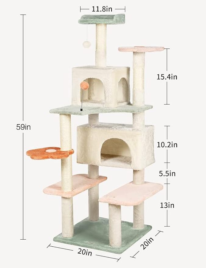 Luxury Pet Cat Tree House Condo Furniture Multi-Layer Cat Tower with Ladder Natural Sisal Scratching Post Climbing Jumping Toy