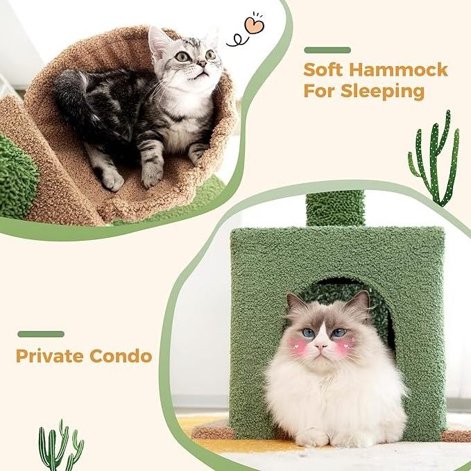 Meow Sir Floor to Ceiling Cat Tree Ajustable Height 6 Tiers Tower Cat Condo Hammock and Sisal Covered Post for Indoor