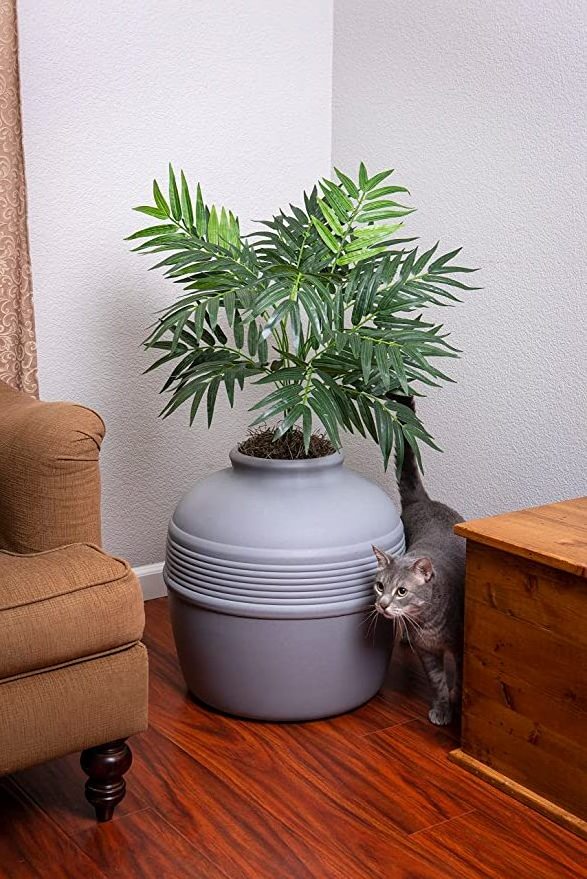 Good Pet Stuff Original Hidden Cat Litter Box Artificial Plants & Enclosed Cat Planter Litter Box