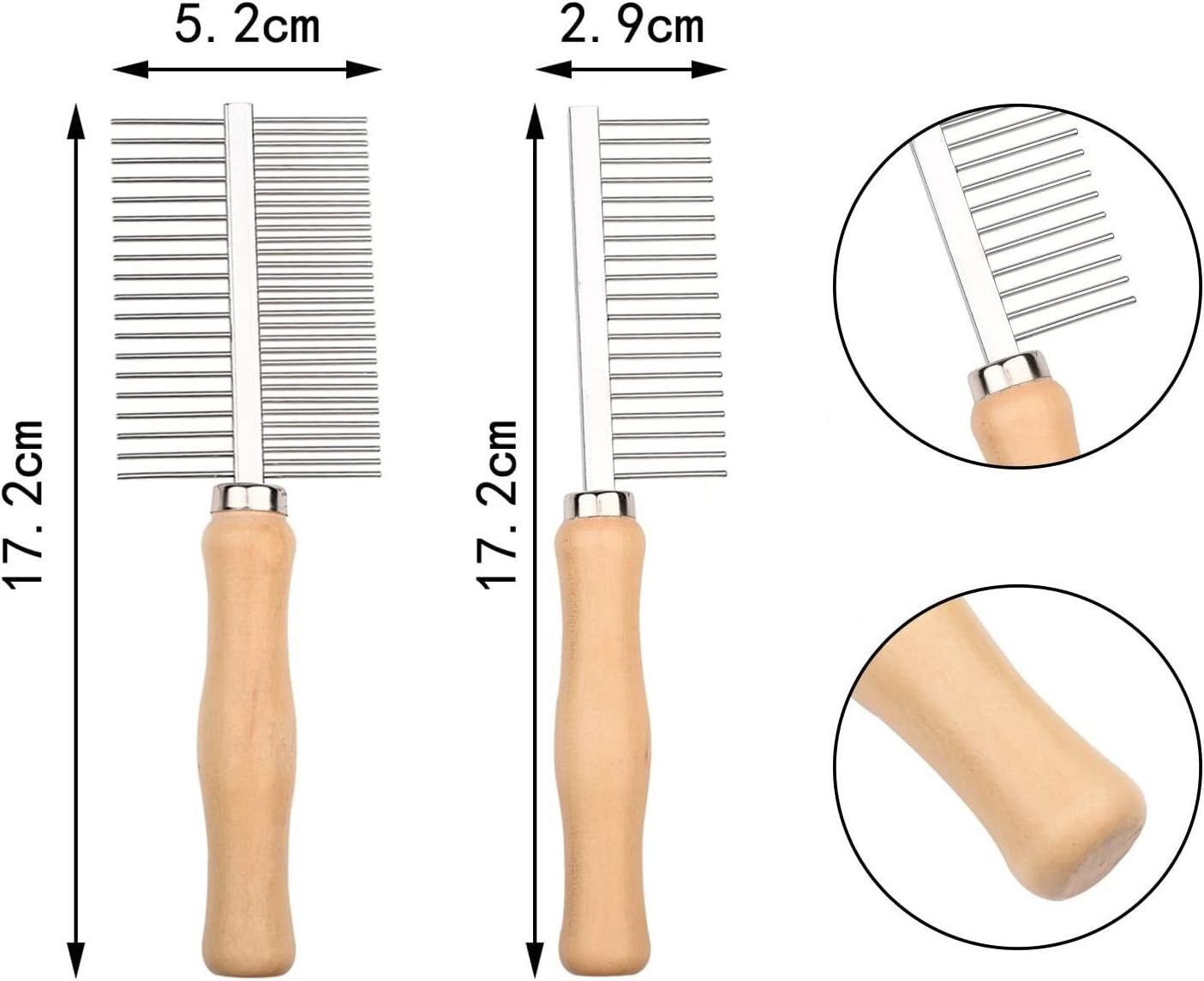 Wholesale Stainless Steel Pet Comb Pet Grooming Brush Pet Combs with Wooden Handle